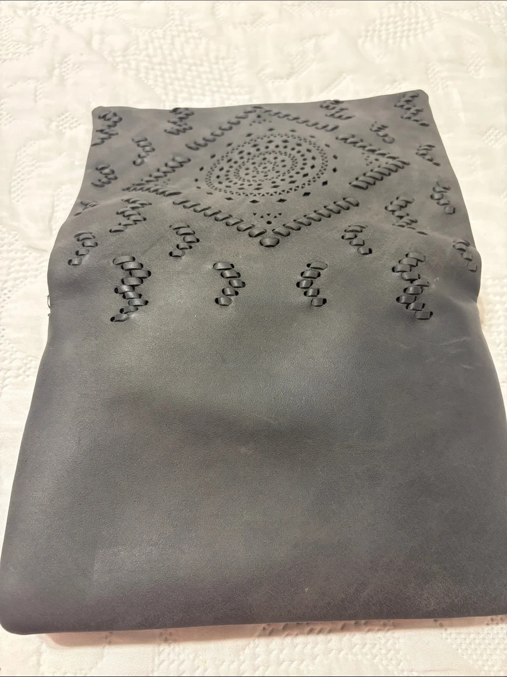 Free people Perforated Fold-Over Clutch - Charcoal Gray